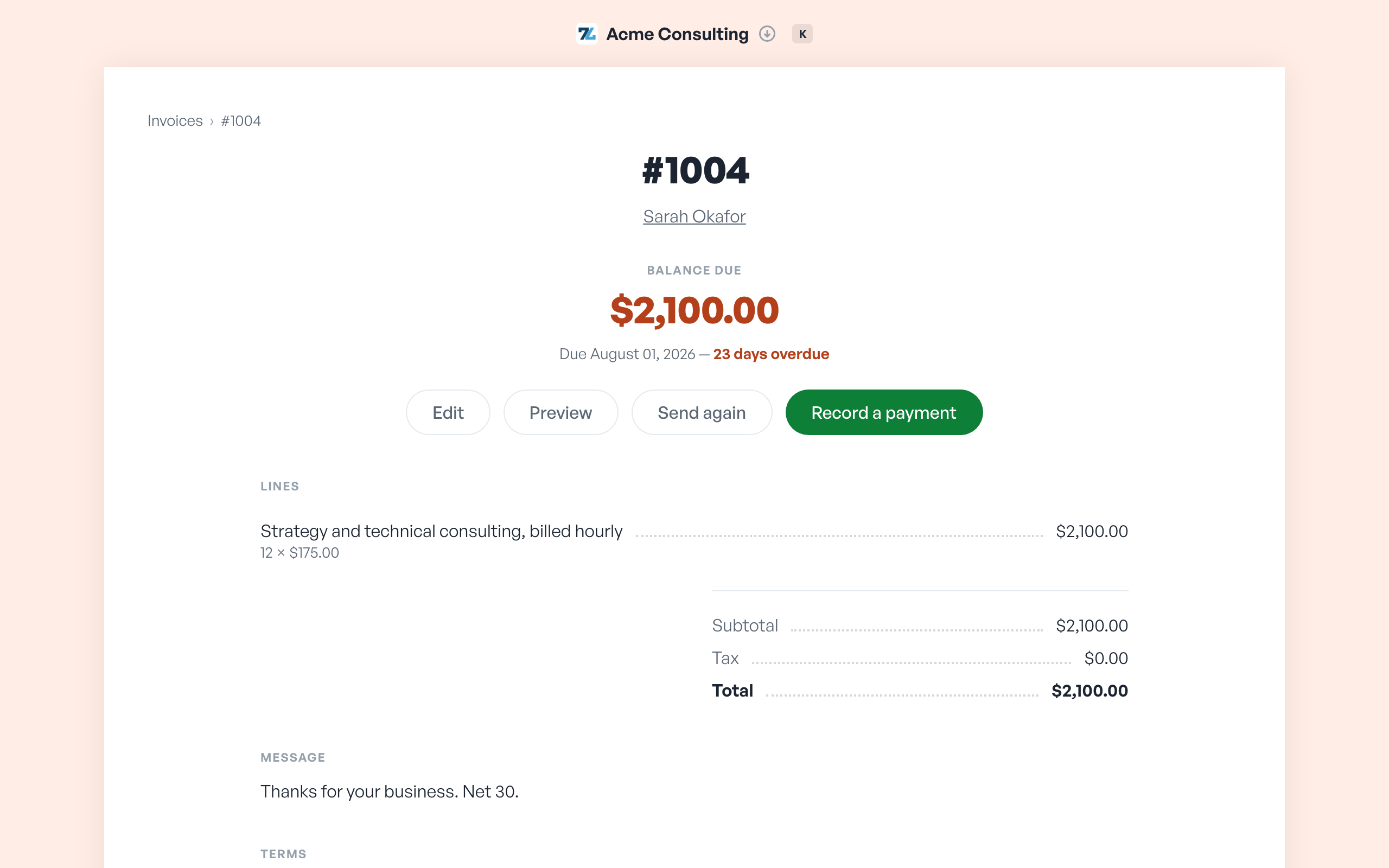 Every invoice, in your books