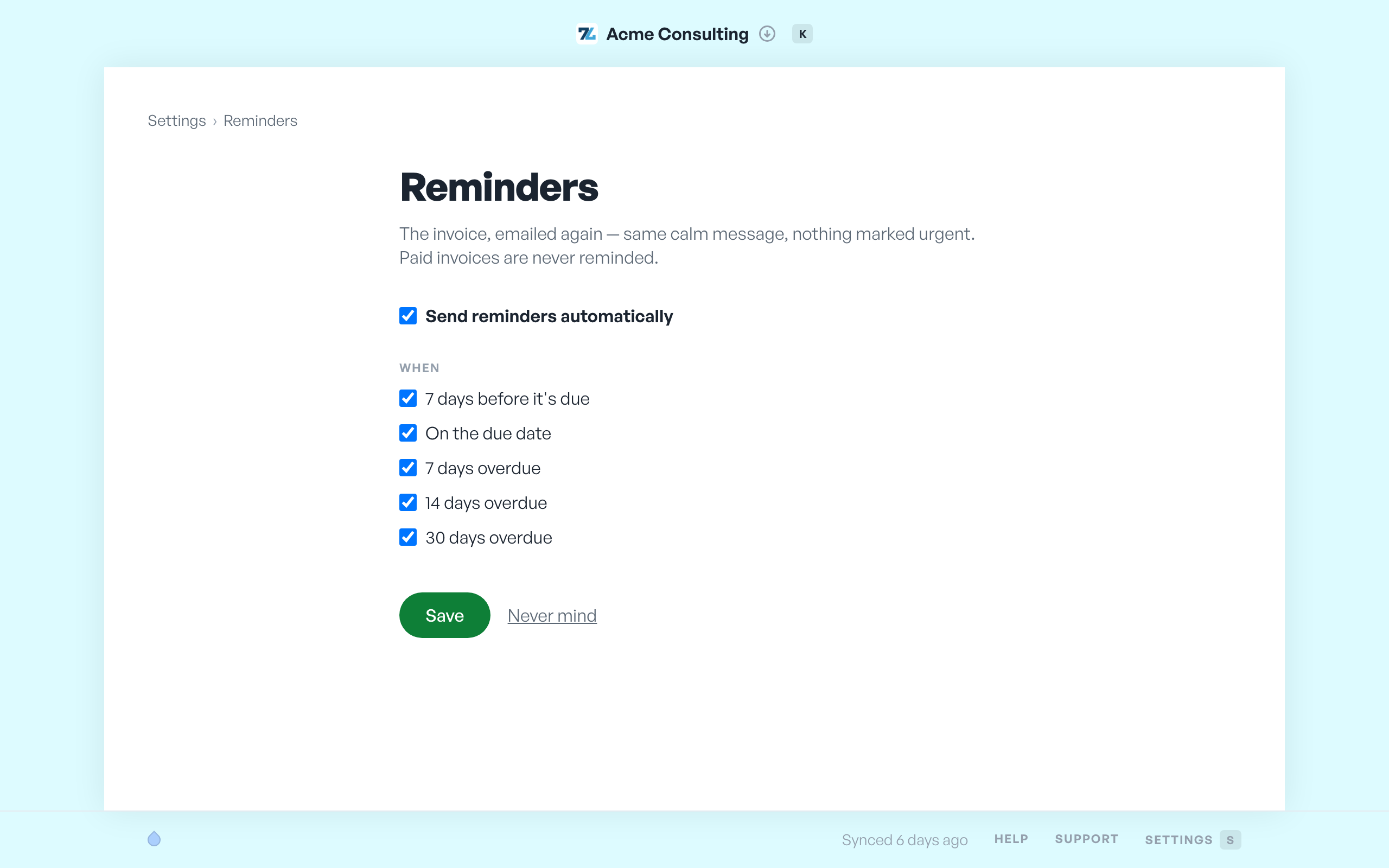 Automatic reminders, set once
